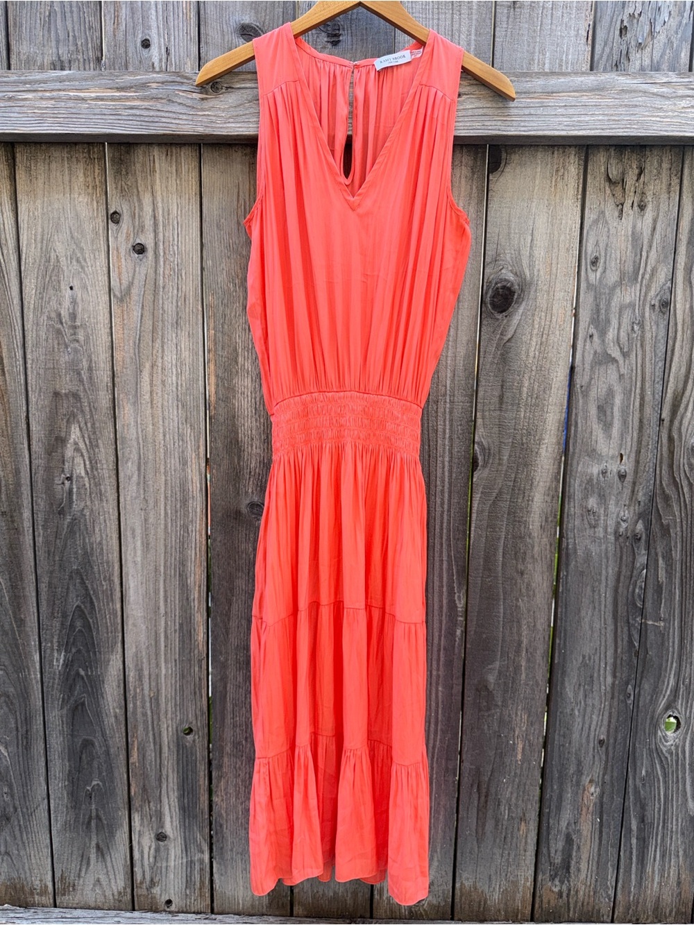 Ramy Brook New York Edenn Midi Lined Tiered dress in coral Size Small